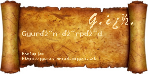 Gyurán Árpád névjegykártya
